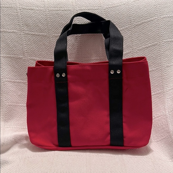 Red Canvas Tote Bag with Black Handles and UGA Logo - Picture 2 of 7